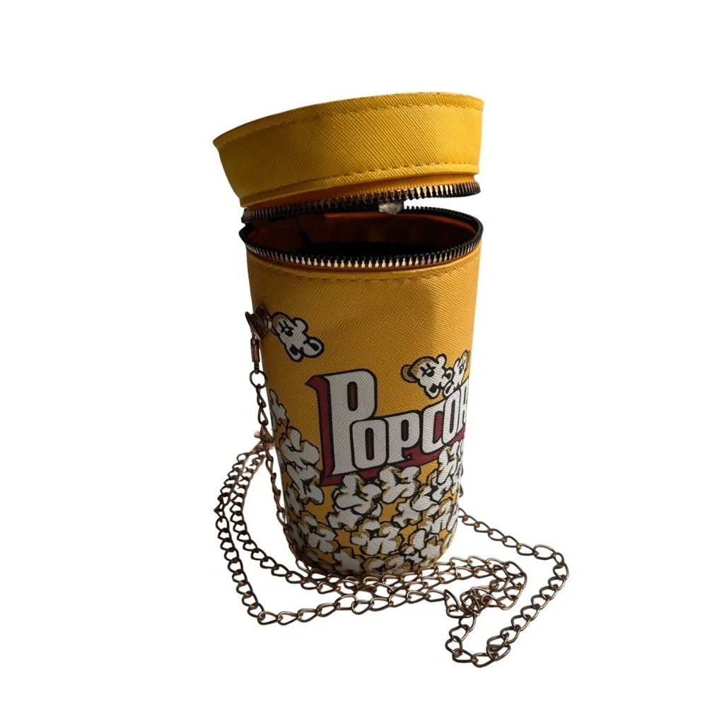 Popcorn Small Bucket Crossbody Bag​ with Chain